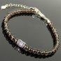 Smoky Quartz Round 6mm Smooth beads adjustable stacking bracelet | STK-5467