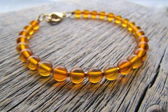Yellow Amber Round 8mm Smooth beads adjustable stacking bracelet | STK-5603