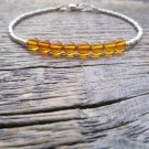 Yellow Amber Round 8mm Smooth beads adjustable stacking bracelet | STK-5604