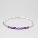 Amethyst Round 2.5-3mm Faceted beads adjustable stacking bracelet | STK-0310