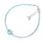 Aquamarine Round 2-8mm Faceted beads adjustable stacking bracelet | STK-0733