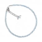 Aquamarine Round 2.5mm Faceted beads adjustable stacking bracelet | STK-0814