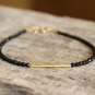 Black Onyx Round 2.5mm Faceted beads adjustable stacking bracelet | STK-1089