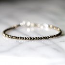 Black Pyrite Round 3mm Faceted beads adjustable stacking bracelet | STK-1182