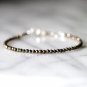 Black Pyrite Round 3mm Faceted beads adjustable stacking bracelet | STK-1182