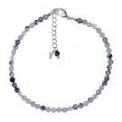Black Rutile Round 3mm Faceted beads adjustable stacking bracelet | STK-1200