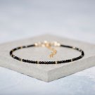 Black Spinel Round 2mm Faceted beads adjustable stacking bracelet | STK-1215