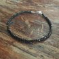 Black Spinel Round 4mm Faceted beads adjustable stacking bracelet | STK-1233