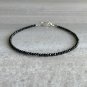 Black Spinel Round 2mm Faceted beads adjustable stacking bracelet | STK-1235