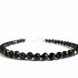 Black Spinel Round 5mm Faceted beads adjustable stacking bracelet | STK-1248