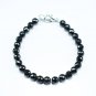 Black Spinel Round 8mm Faceted beads adjustable stacking bracelet | STK-1259