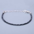Black Spinel Round 2mm Faceted beads adjustable stacking bracelet | STK-1269