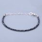 Black Spinel Round 2mm Faceted beads adjustable stacking bracelet | STK-1269