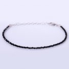 Black Spinel Round 2mm Faceted beads adjustable stacking bracelet | STK-1270