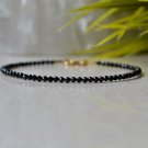 Black Spinel Round 2mm Faceted beads adjustable stacking bracelet | STK-1273