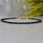 Black Spinel Round 2mm Faceted beads adjustable stacking bracelet | STK-1273
