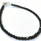 Black Spinel Round 4mm Faceted beads adjustable stacking bracelet | STK-1274