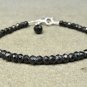 Black Spinel Round 5mm Faceted beads adjustable stacking bracelet | STK-1279