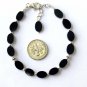Black Spinel Oval 5x7mm Smooth beads adjustable stacking bracelet | STK-1310