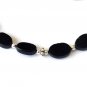 Black Spinel Oval 5x7mm Smooth beads adjustable stacking bracelet | STK-1310