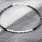 Black Spinel Round 2mm Faceted beads adjustable stacking bracelet | STK-1330