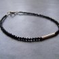 Black Spinel Round 3mm Faceted beads adjustable stacking bracelet | STK-1336