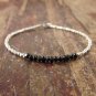 Black Spinel Round 4mm Faceted beads adjustable stacking bracelet | STK-1339