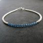 Blue Apatite Round 3mm Faceted beads adjustable stacking bracelet | STK-1537