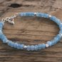 Blue Jade Rondelle 4mm Faceted beads adjustable stacking bracelet | STK-1591