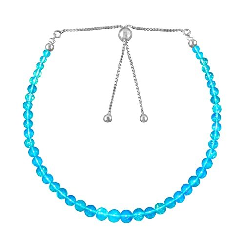 Blue Opal Round 2-3.5mm Smooth beads adjustable stacking bracelet | STK-1629