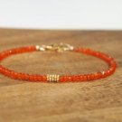 Carnelian Rondelle 3mm Faceted beads adjustable stacking bracelet | STK-1820