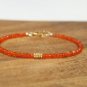 Carnelian Rondelle 3mm Faceted beads adjustable stacking bracelet | STK-1820