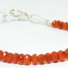 Carnelian Rondelle 4mm Faceted beads adjustable stacking bracelet | STK-1863