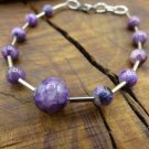 Charoite Rondelle 6-8mm Smooth beads adjustable stacking bracelet | STK-1971