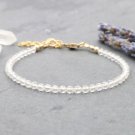 Clear Quartz Round 3mm Faceted beads adjustable stacking bracelet | STK-2280