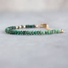 Emerald Rondelle 3.5mm Faceted beads adjustable stacking bracelet | STK-2425