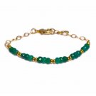 Emerald Rondelle 3.5mm Faceted beads adjustable stacking bracelet | STK-2436