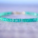 Emerald Rondelle 3.5mm Faceted beads adjustable stacking bracelet | STK-2459