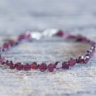 Garnet Fancy Coin 5-6mm Smooth beads adjustable stacking bracelet | STK-3027