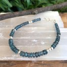 Kyanite Rondelle 3-4mm Faceted beads adjustable stacking bracelet | STK-3813