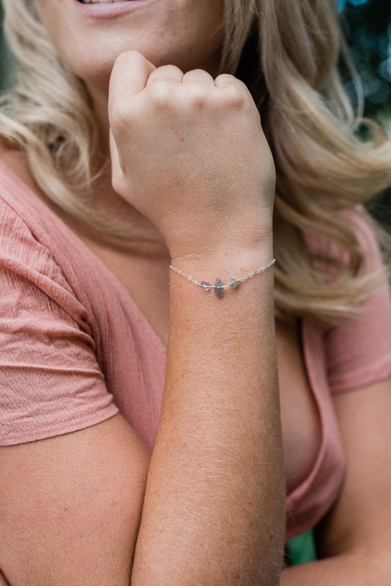 Labradorite Fancy 2-4mm Smooth beads adjustable stacking bracelet | STK-3948