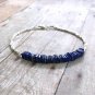 Lapis Lazuli Square 6mm Smooth beads adjustable stacking bracelet | STK-4148