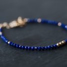 Lapis Lazuli Round 3mm Faceted beads adjustable stacking bracelet | STK-4210