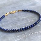 Lapis Lazuli Round 3mm Faceted beads adjustable stacking bracelet | STK-4216