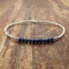 Lapis Lazuli Round 3mm Faceted beads adjustable stacking bracelet | STK-4308