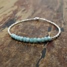 Larimar Rondelle 3.5mm Faceted beads adjustable stacking bracelet | STK-4388