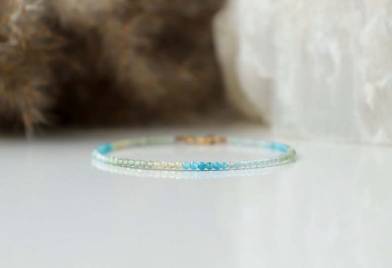 Multi Apatite Round 2mm Smooth beads adjustable stacking bracelet | STK-4698