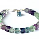 Multi Fluorite Cube 6mm Smooth beads adjustable stacking bracelet | STK-4727