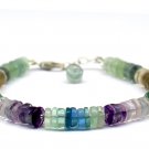 Multi Fluorite Tyre 6mm Smooth beads adjustable stacking bracelet | STK-4729