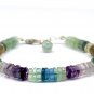 Multi Fluorite Tyre 6mm Smooth beads adjustable stacking bracelet | STK-4729